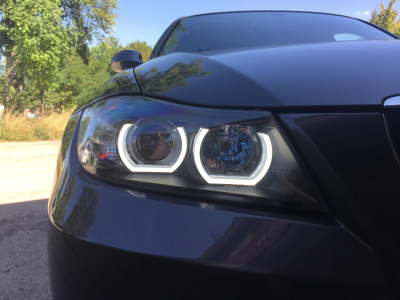 Lightbar Angel Eyes Scheinwerfer für BMW E90 E91 05-08 schwarz H7