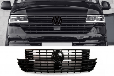 Frontgrill schwarz glänzend für VW T6.1 Multivan / Caravelle / Transporter ab 2019 für VW-Zeichen