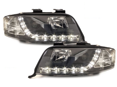 LED TAGFAHRLICHT Scheinwerfer für AUDI A6 4B 97-01 black schwarz