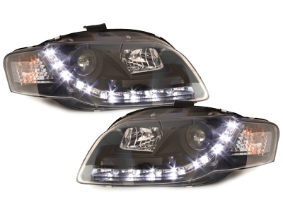 LED TAGFAHRLICHT Scheinwerfer für AUDI A4 B7 04-08 black schwarz Son