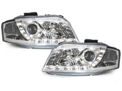 Scheinwerfer für AUDI A3 8P 03-08 Tagfahrlicht-Optik chrom