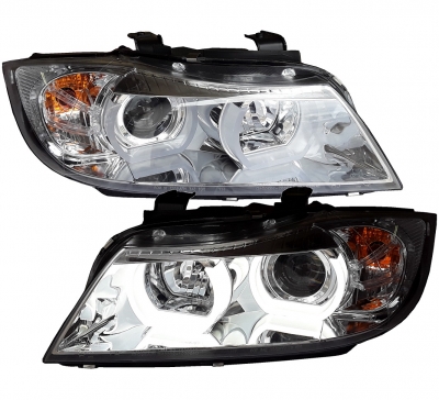 Lightbar Angel Eyes Scheinwerfer für BMW E90 E91 05-08 chrom H7