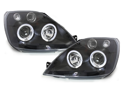 Scheinwerfer für Ford Fiesta 01-05 2 LED Standlichtringe schwarz