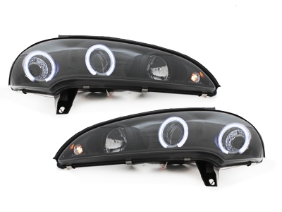 Scheinwerfer für Opel Tigra 94-00 2 CCFL Standlichtringe schwarz