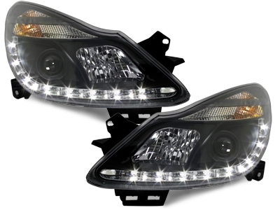 Scheinwerfer für Opel Corsa D 06-10 Led Standlicht schwarz