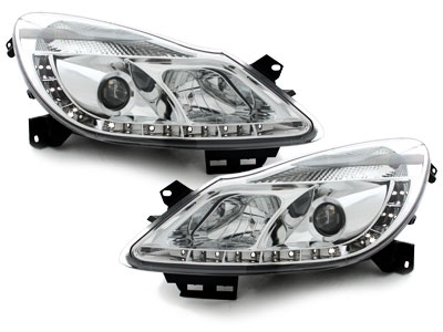 LED TAGFAHRLICHT Scheinwerfer für Opel Corsa D 06-10 chrom