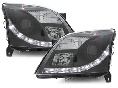 LED Tagfahrlicht Scheinwerfer für Opel Vectra C 02-08/05 schwarz