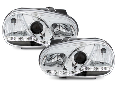 Scheinwerfer für VW Golf 4 IV 97-04 Tagfahrlicht-Optik chrom