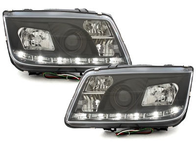 Scheinwerfer für VW Bora 98-05 Tagfahrlicht-Optik schwarz