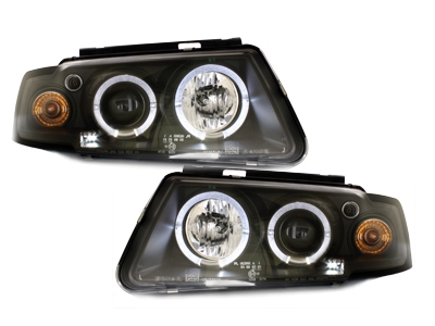 LED Angel Eyes Scheinwerfer für VW Passat 3B 96-00 2 Standlichtringe schwarz