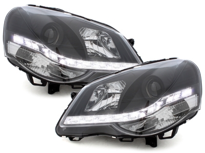 Tagfahrlicht-Optik Scheinwerfer für VW Polo 9N3 05-09 schwarz