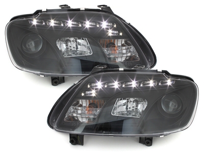 Scheinwerfer für VW Caddy 03-09 Tagfahrlicht-Optik schwarz