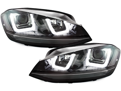 LED Tagfahrlicht Scheinwerfer für VW Golf 7 Bj. 13-17 schwarz R-Look links rechts